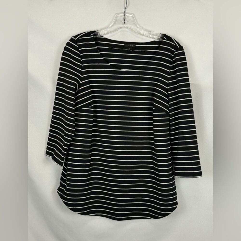 Womens Ann Taylor Striped Tunic Top Size M Classic Closet Staple Career Relaxed